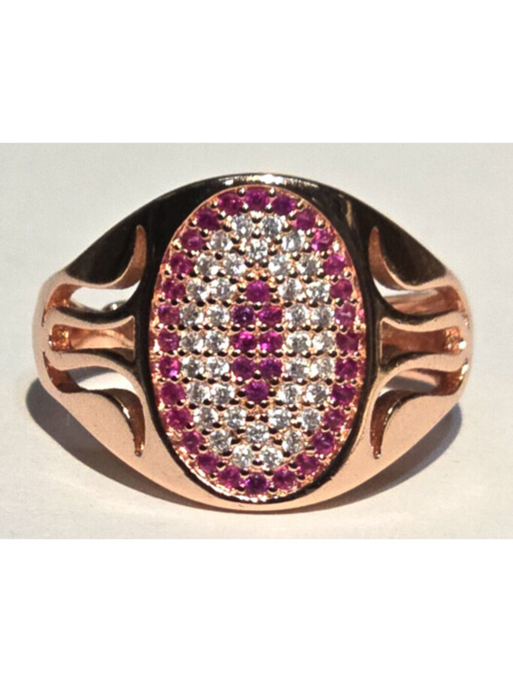 Genuine Ruby & CZ Cocktail Ring Rose Gold Plated 7 8 9